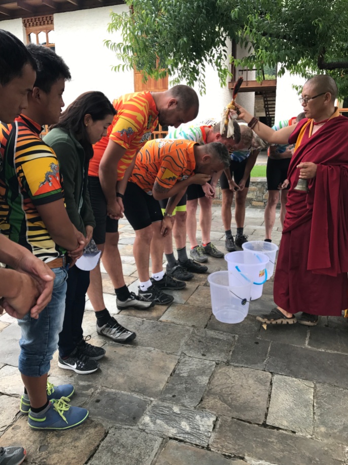 Being blessed by Rinpoche at Amankora before the race